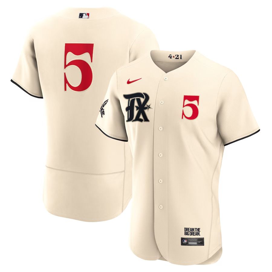 Men Texas Rangers #5 Corey Seager Nike Cream 2023 City Connect Authentic Player MLB Jersey